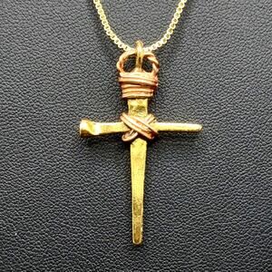 Rustic Gold Cross Necklace | Hand-Wrapped Wire Cross Pendant Valentine's Gift